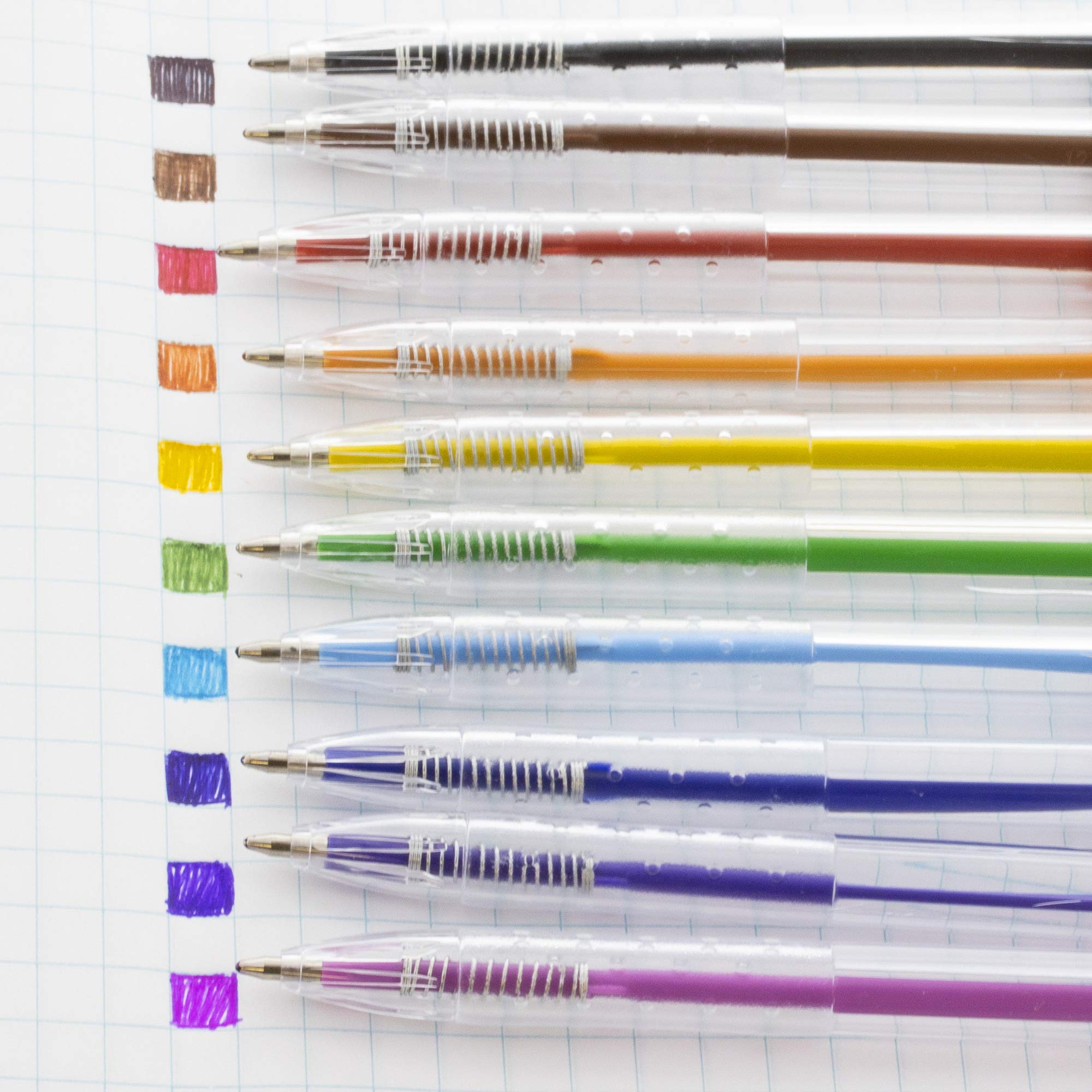 BAZIC 10-Color Retractable Ballpoint Pens, 1.0mm Bold Point Smooth Writing - 144-Pack (10 Pens per Pack) - Ideal for Teachers, Students, Office & School Supplies, Note Taking & Coloring