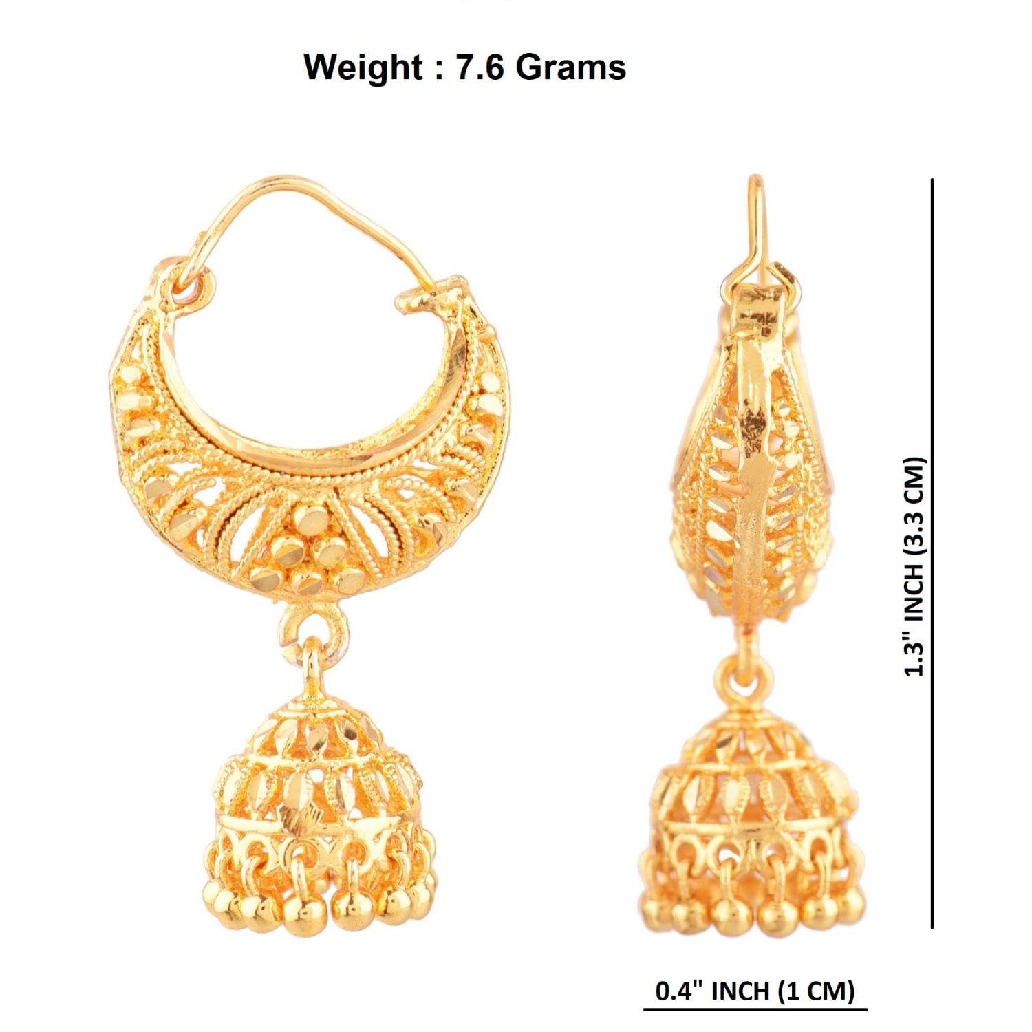 Efulgenz Indian Jhumka Hoop Earrings for Women - Traditional Gold Tone Dangle Earrings Set - Perfect for Weddings, Parties & Ethnic Fashion
