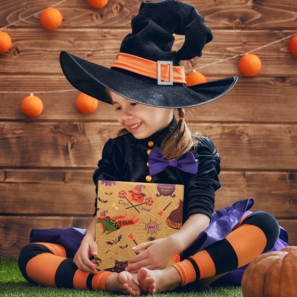 Halloween Gift Wrap Paper - 12 Sheets Eco-Friendly Recycled Kraft Wrapping Paper for Kids (20