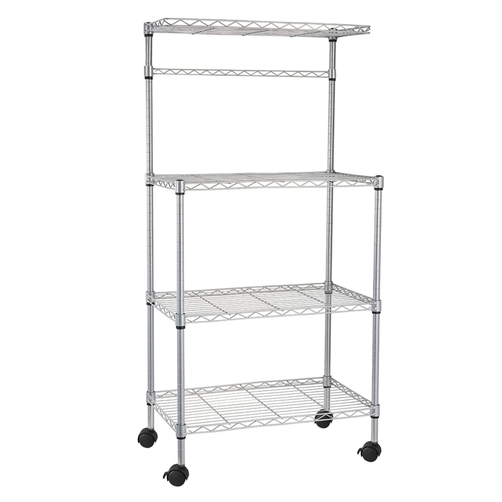 4-Tier Adjustable Kitchen Bakers Rack with Microwave Stand - Heavy Duty Storage Shelf for Home, Restaurant & Hotel Use - Perfect for Small Spaces, Pantry Organization & Kitchen Storage