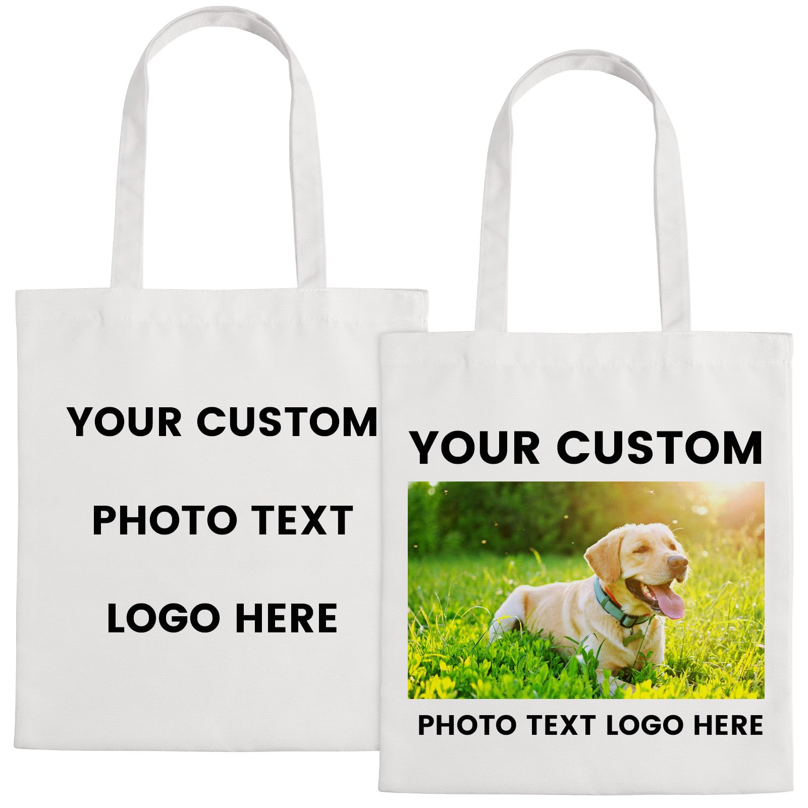 Valyria Custom Personalized Tote Bags with Logo, Text & Photo - Durable Canvas Reusable Shopping Bag for Women & Mom - Perfect for Travel, Beach, Grocery & Gift Giving