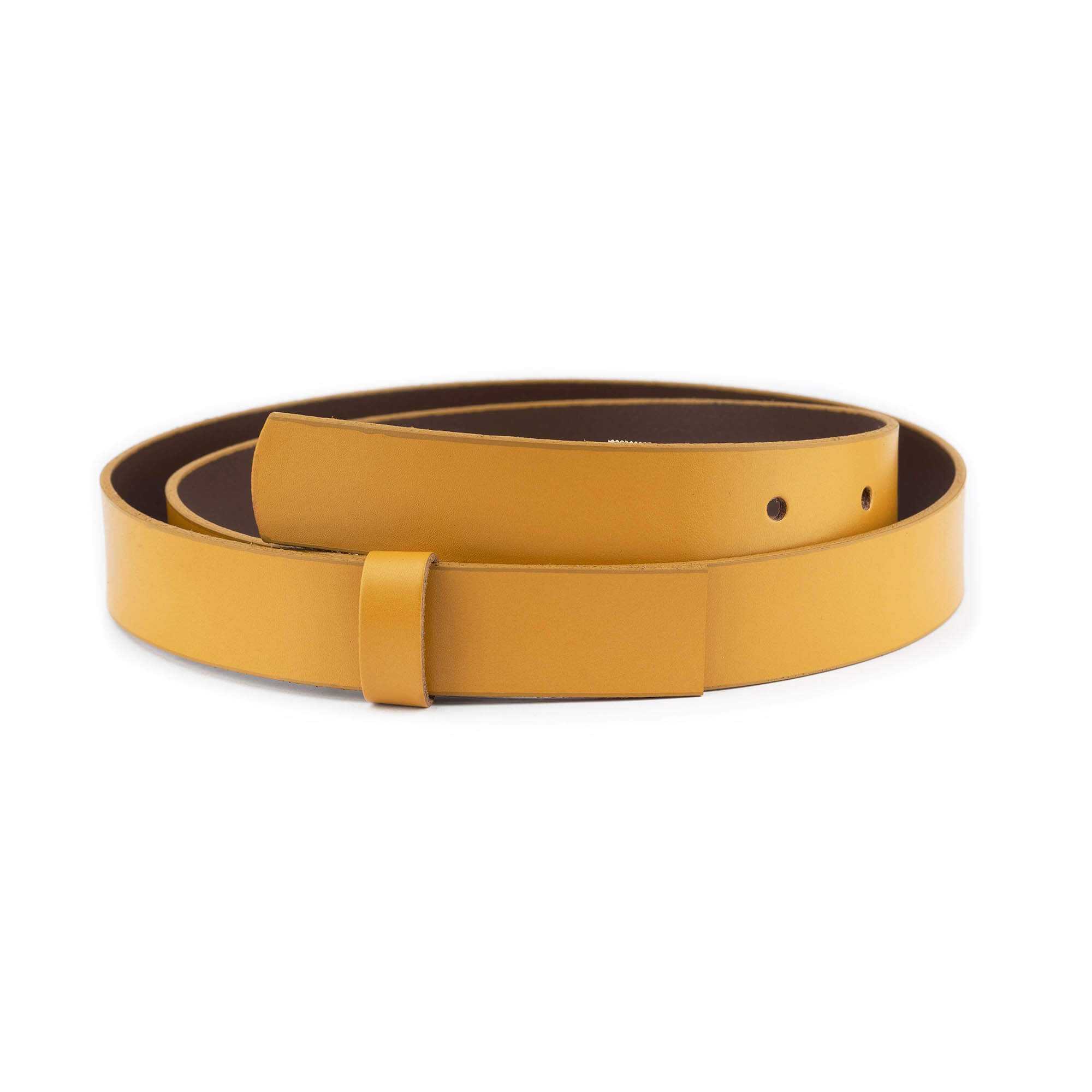 3.0 cm Mustard Yellow Leather Belt Strap for Dunhill Buckles - Women's Replacement Cut End - Perfect for Fashion Accessories & Wardrobe Upgrade