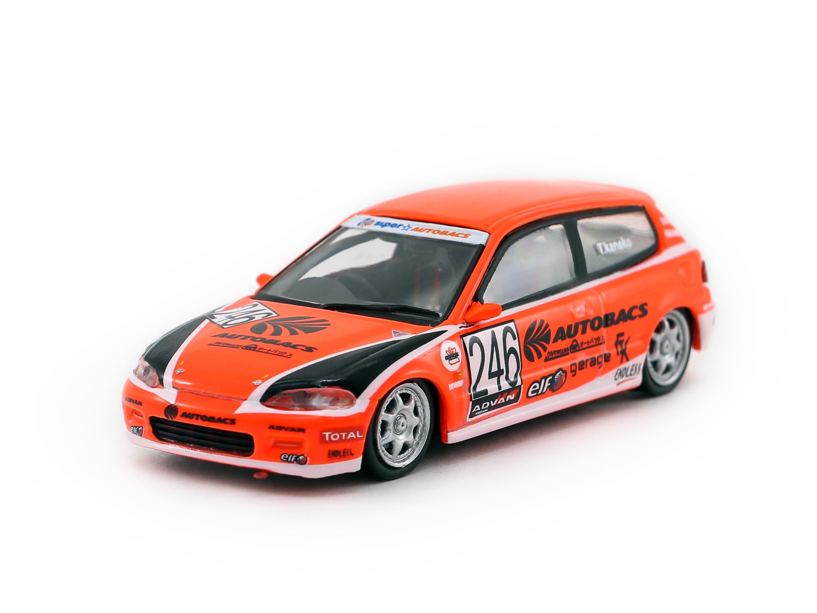 Tarmac Works 1/64 Scale Honda Civic EG6 Motegi Race Car Model - 2010 #246 Diecast Collectible for Car Enthusiasts & Display - Perfect for Racing Fans, Toy Car Collections, and Home/Office Decor