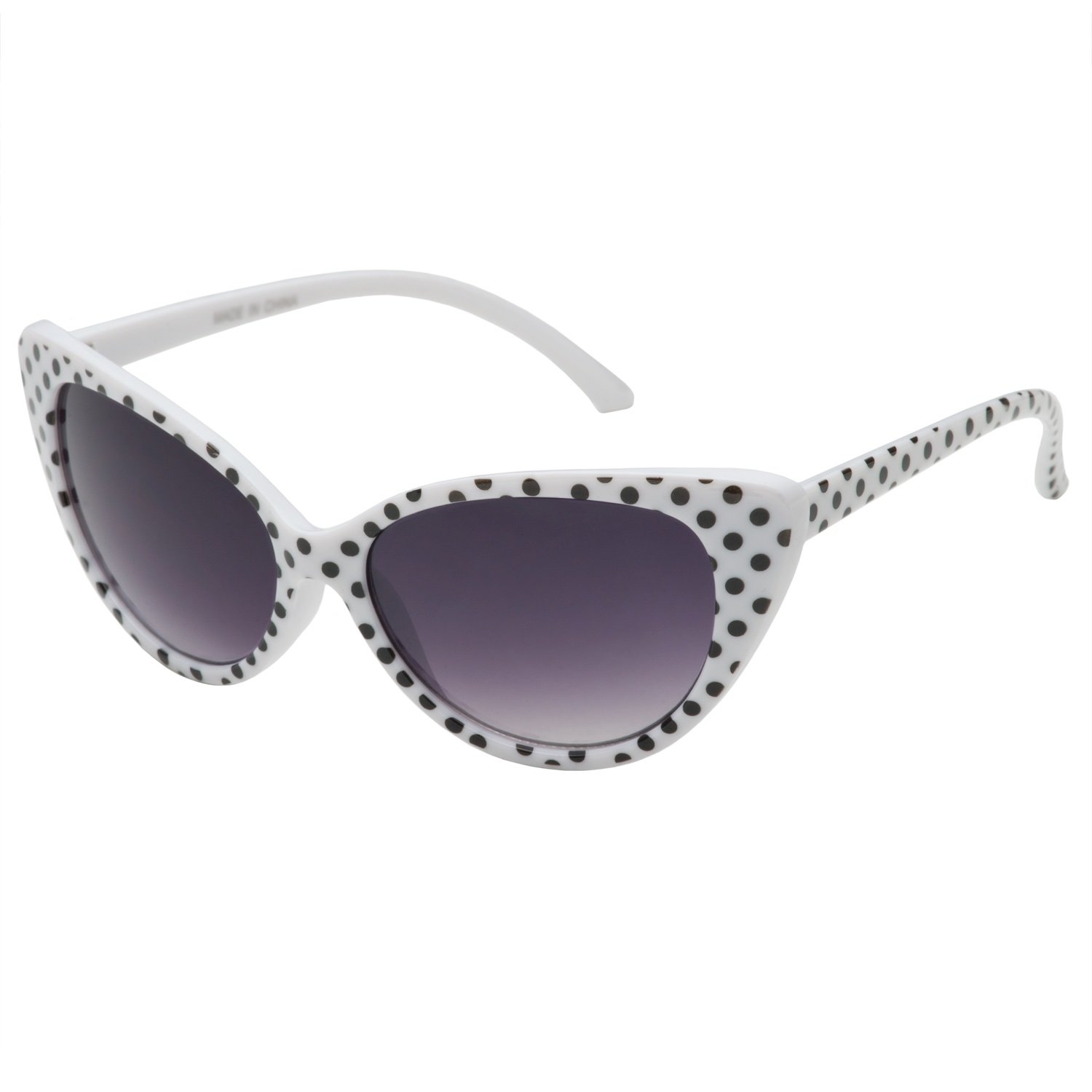 Stylish Polka Dot Cat Eye Sunglasses for Women - Trendy Retro Mod Fashion Sunglasses - Perfect for Summer, Beach, and Outdoor Activities
