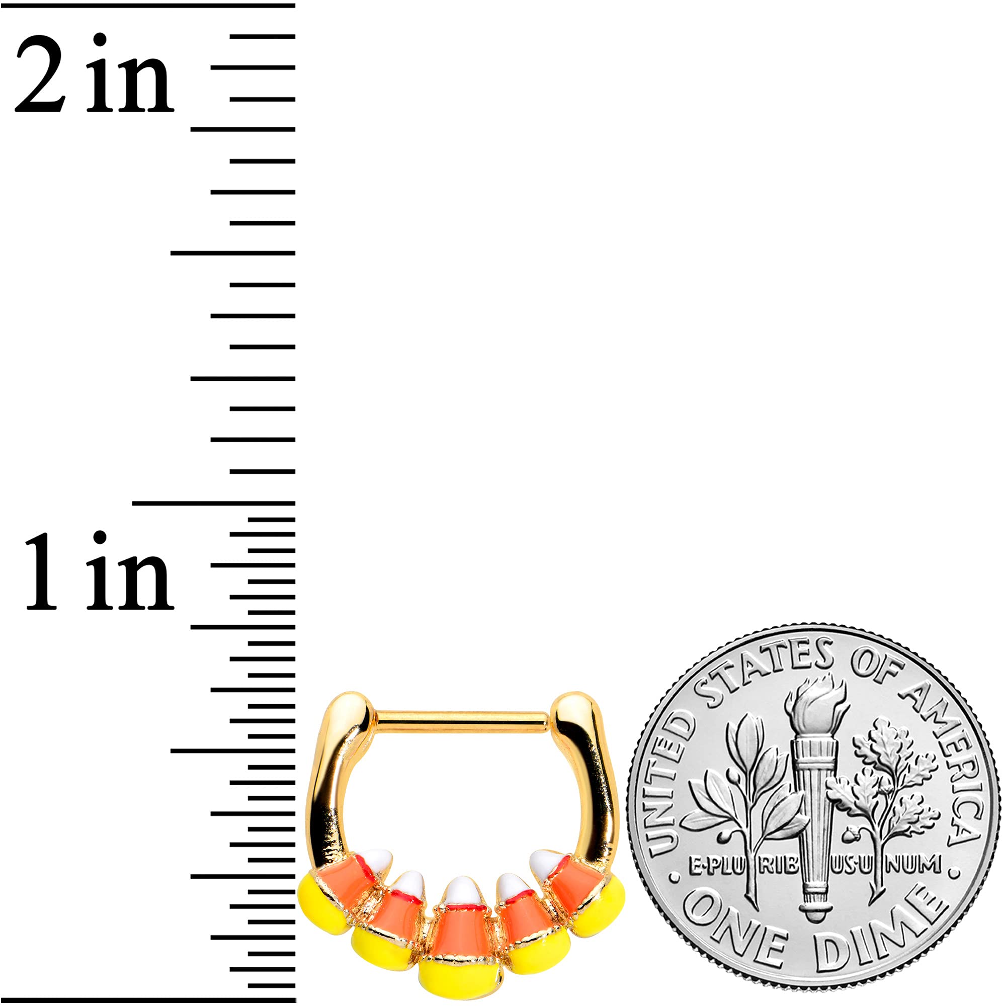 Body Candy Women's 16G PVD Stainless Steel Septum Ring - Candy Corn Daith Tragus Cartilage Clicker Jewelry (5/16