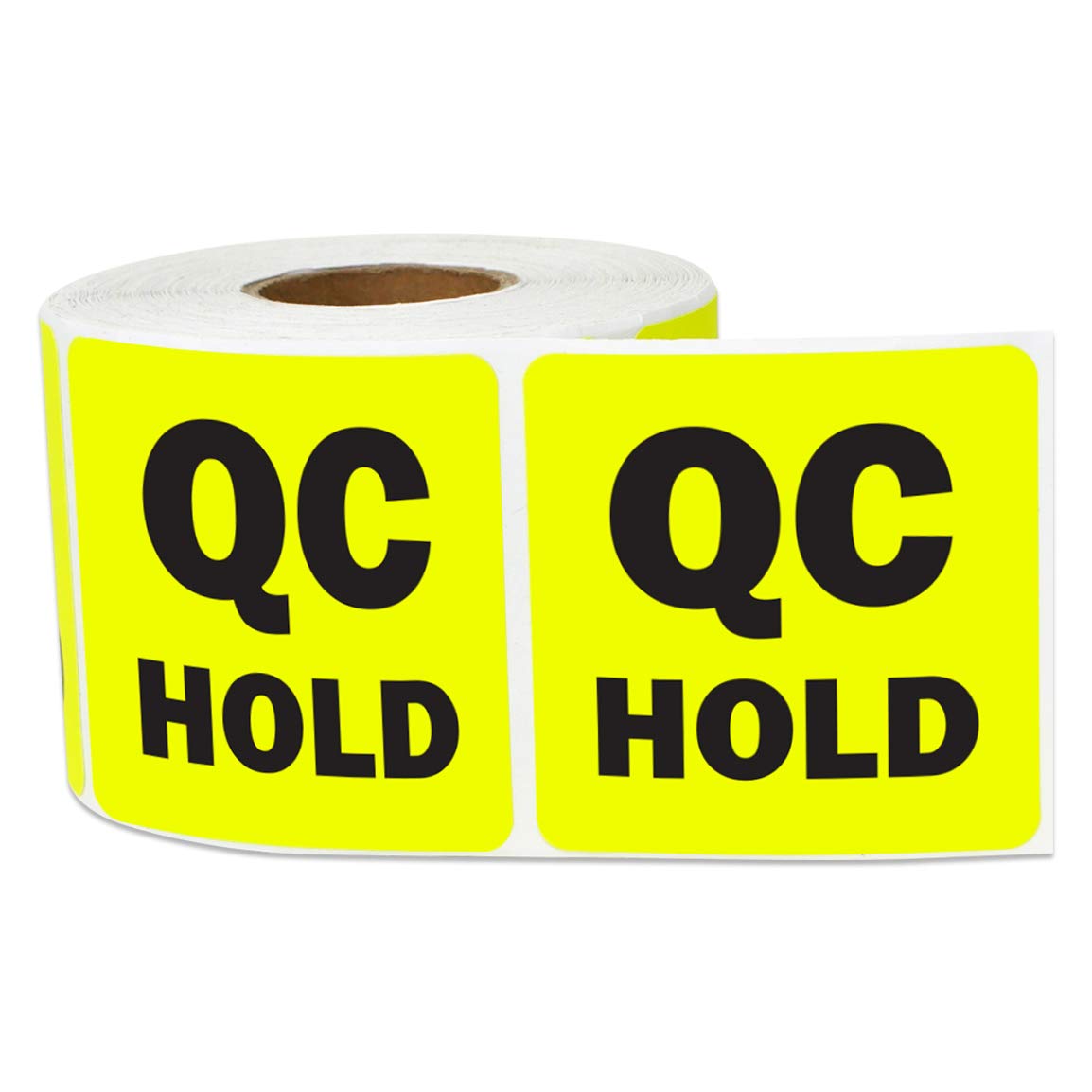 300 QC Hold Stickers - 2x2 Inch Quality Control Labels for Inventory Inspection, Warehouse Management & Maintenance (1 Roll) - Perfect for Factory QC, Retail Stock Organization & Logistics Tracking