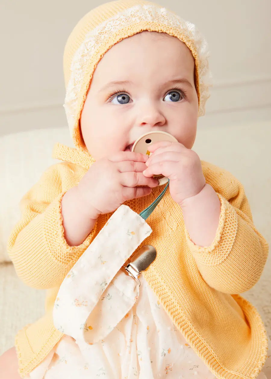 Openwork Detail Cotton Baby Cardigan in Tangerine (1-12 Months) - Soft & Breathable Knit Sweater for Newborns & Infants | Perfect for Photo Shoots, Family Outings & Special Occasions