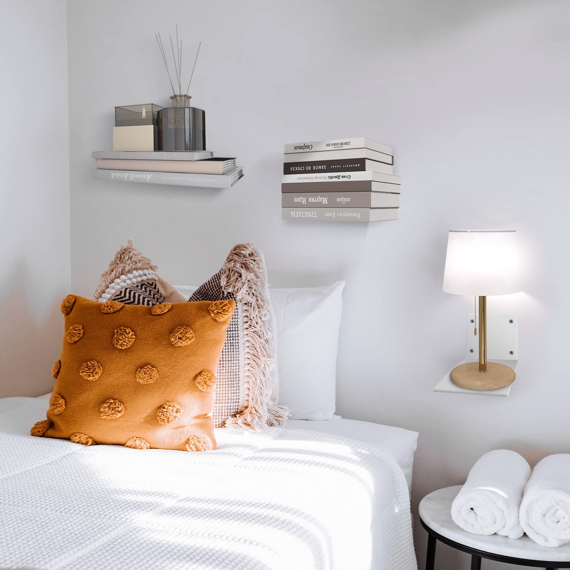Floating Bookshelves Wall Mounted - Heavy Duty Steel, White 3-Pack - Perfect for Bedroom & Office Storage