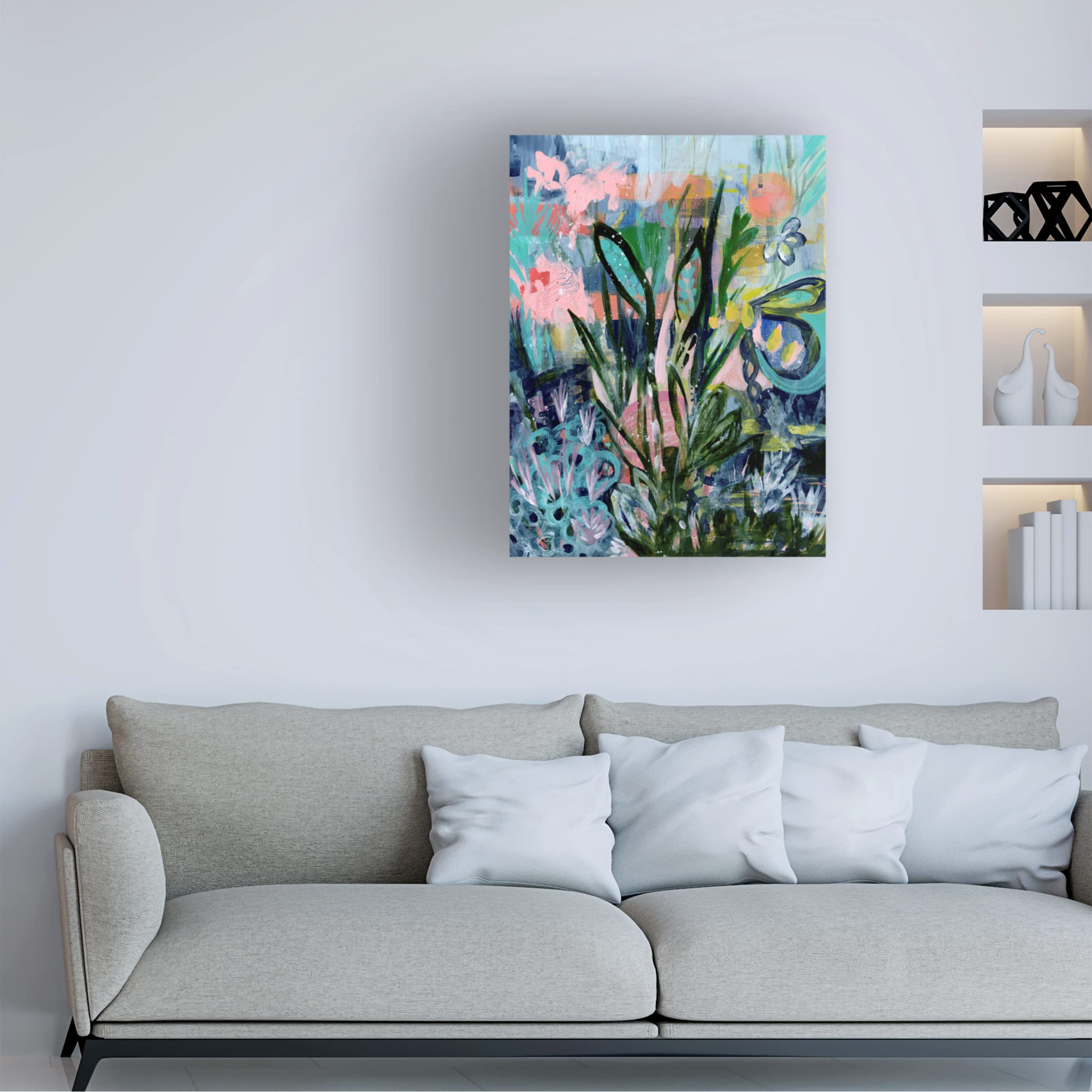 Trademark Fine Art 'Opulent Floral Strokes IV' Canvas Wall Art by Tara Daavettila - Floral Oil Painting Reproduction for Living Room, Bedroom & Office Decor