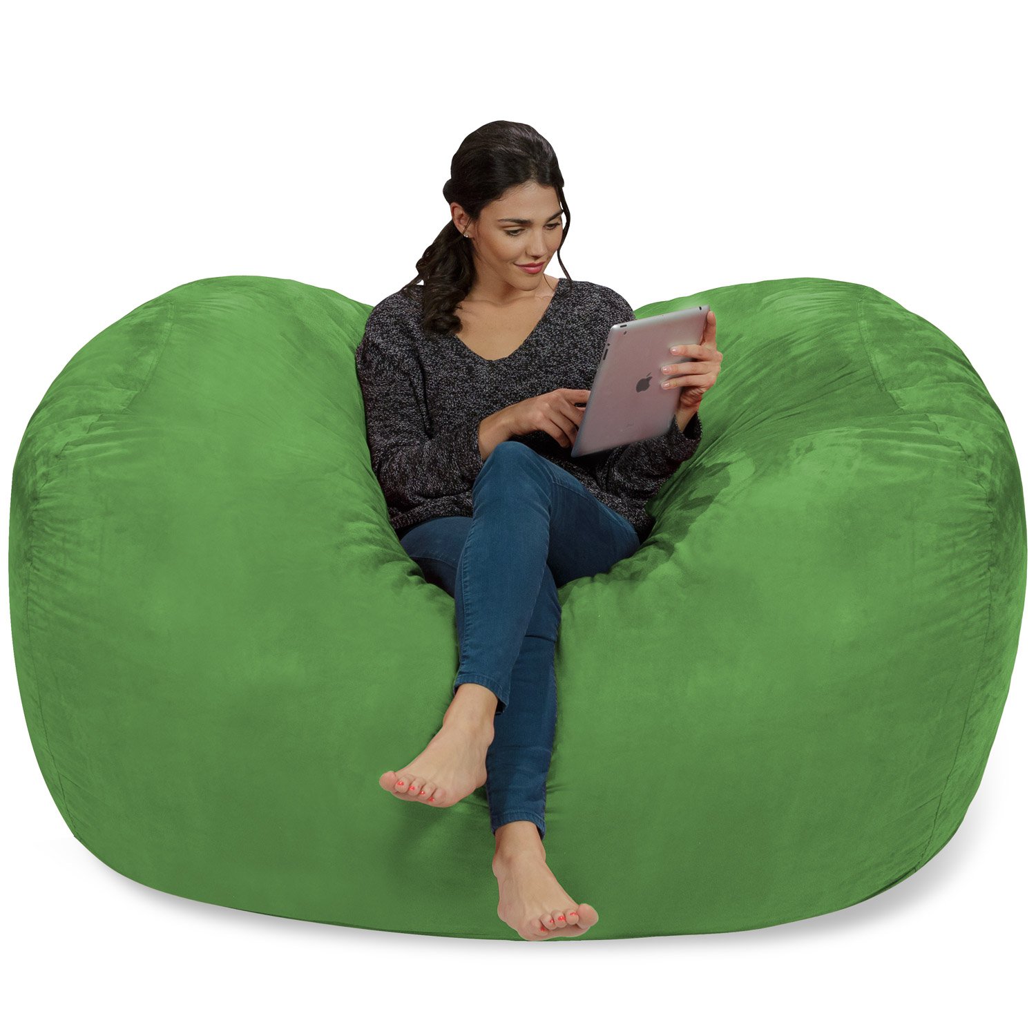 Chill Sack 6-Foot Memory Foam Bean Bag Chair - Extra Large Lounger with Soft Microfiber Cover (Lime Green) for Living Room, Game Room, Dorm & Relaxation Space