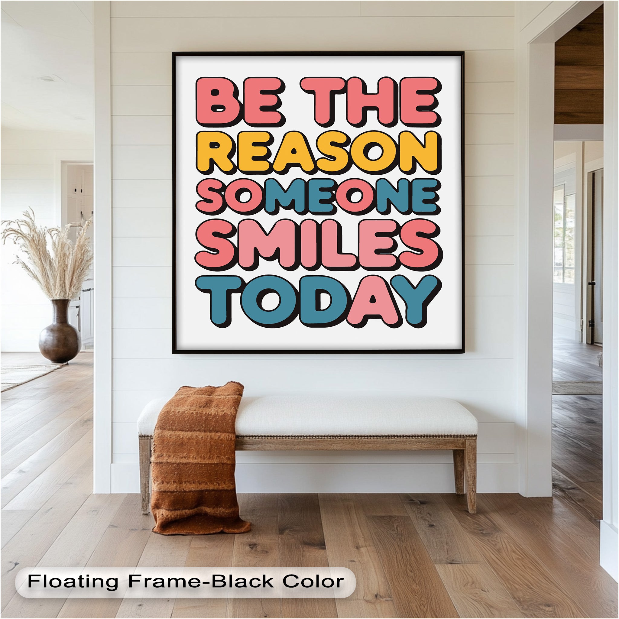 Be the Reason Someone Smiles - Handmade Oil Painting Wall Art for Living Room, Bedroom & Office Decor | Unique Gift Idea for Home & Holidays
