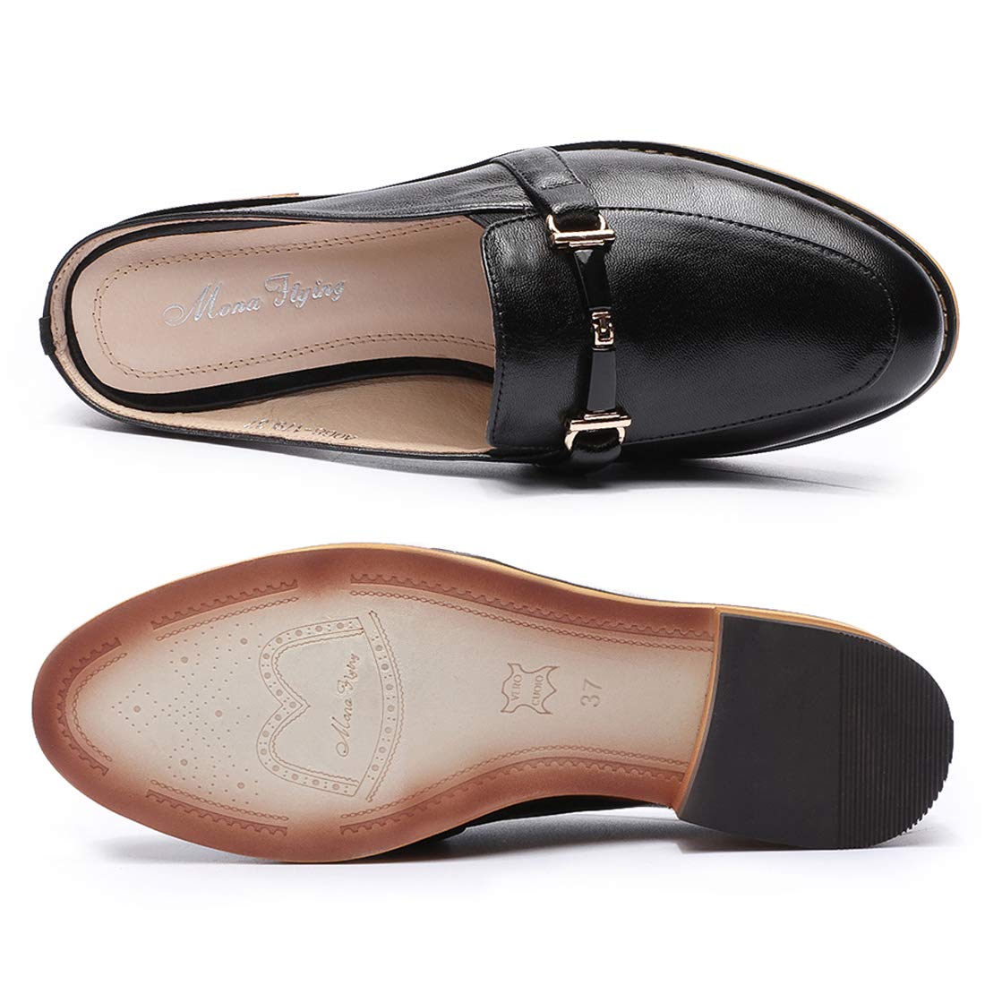 Women's Leather Mules - Backless Slip-On Loafers with Low Heel | Comfortable Summer Slides for Casual Wear, Office & Beach Outings