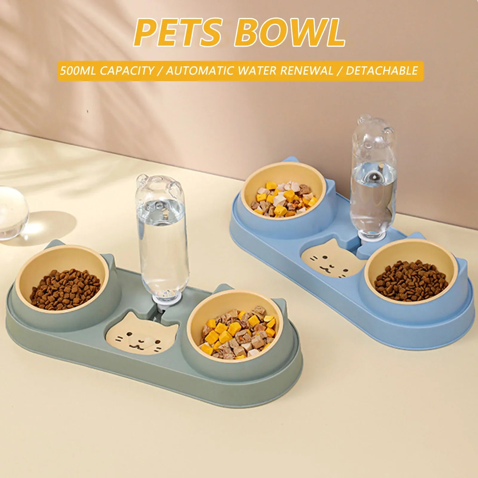 Automatic Pet Water Dispenser and Food Bowl - Self-Filling Dog & Cat Feeder for Home, Travel, and Outdoor Use