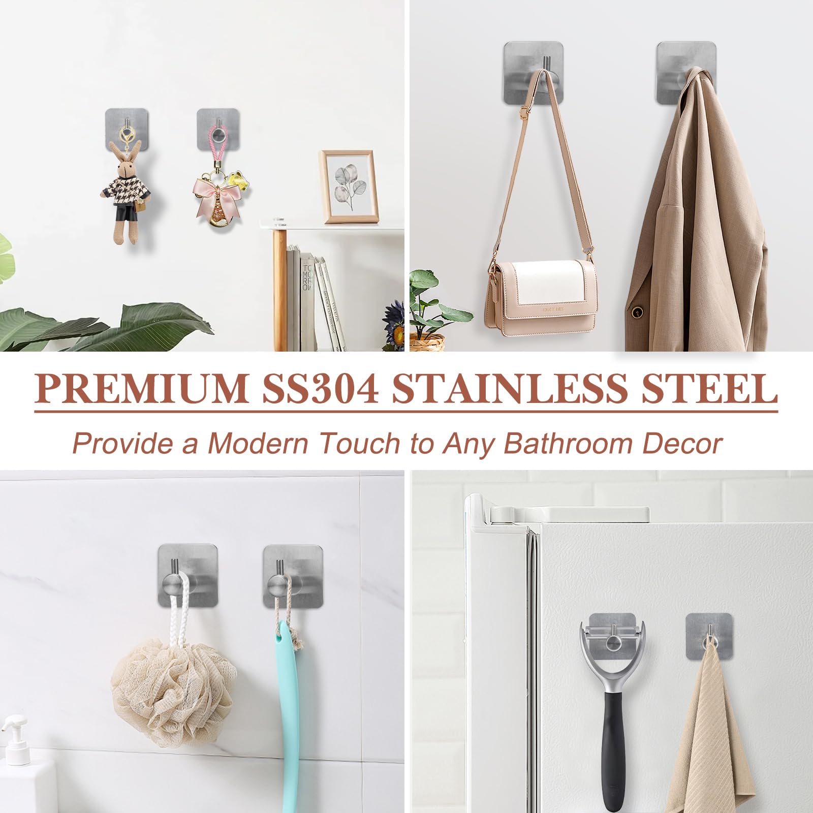 Boperzi 8-Piece Bathroom Accessory Set - Includes Trash Can, Lotion Dispenser, Soap Dish, Toothbrush Holder, Toilet Brush & Adhesive Hooks - Modern Beige Bathroom Decor Kit for Home, Apartment & Guest Bathroom Organization