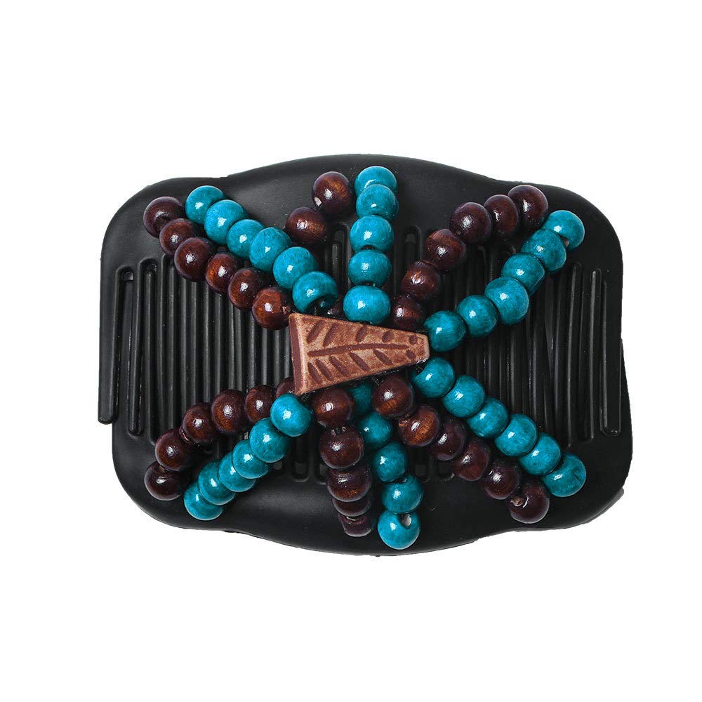 3 Pack Wooden Beaded Hair Combs - Double Sided Magic Hair Clips & Bun Makers for Women (Random Colors) | Perfect for Updos, Ponytails & Everyday Styling