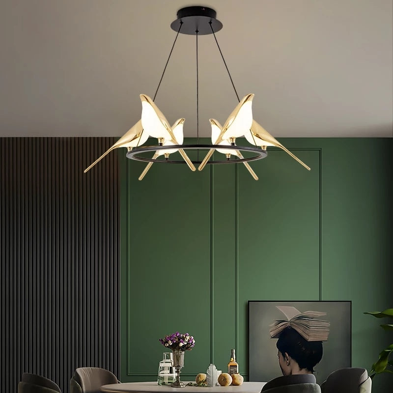 Elegant Bird Shaped Acrylic Chandelier - Modern Crystal Ceiling Light Fixture for Dining Room, Bedroom & Living Room Decor