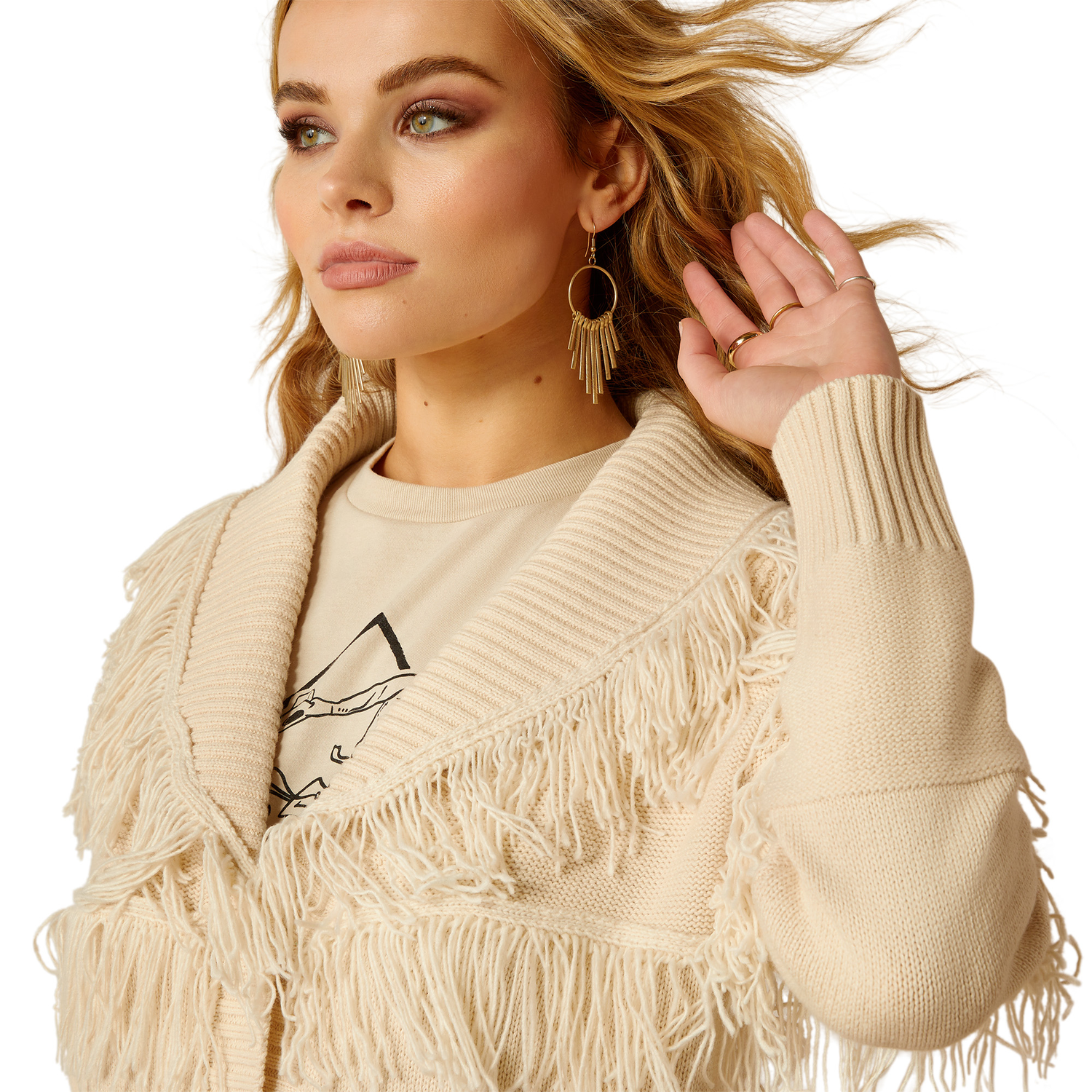 Ariat Women's Luz Fringe Sweater - Stylish Summer Sandals for Casual Outings & Beach Vacations