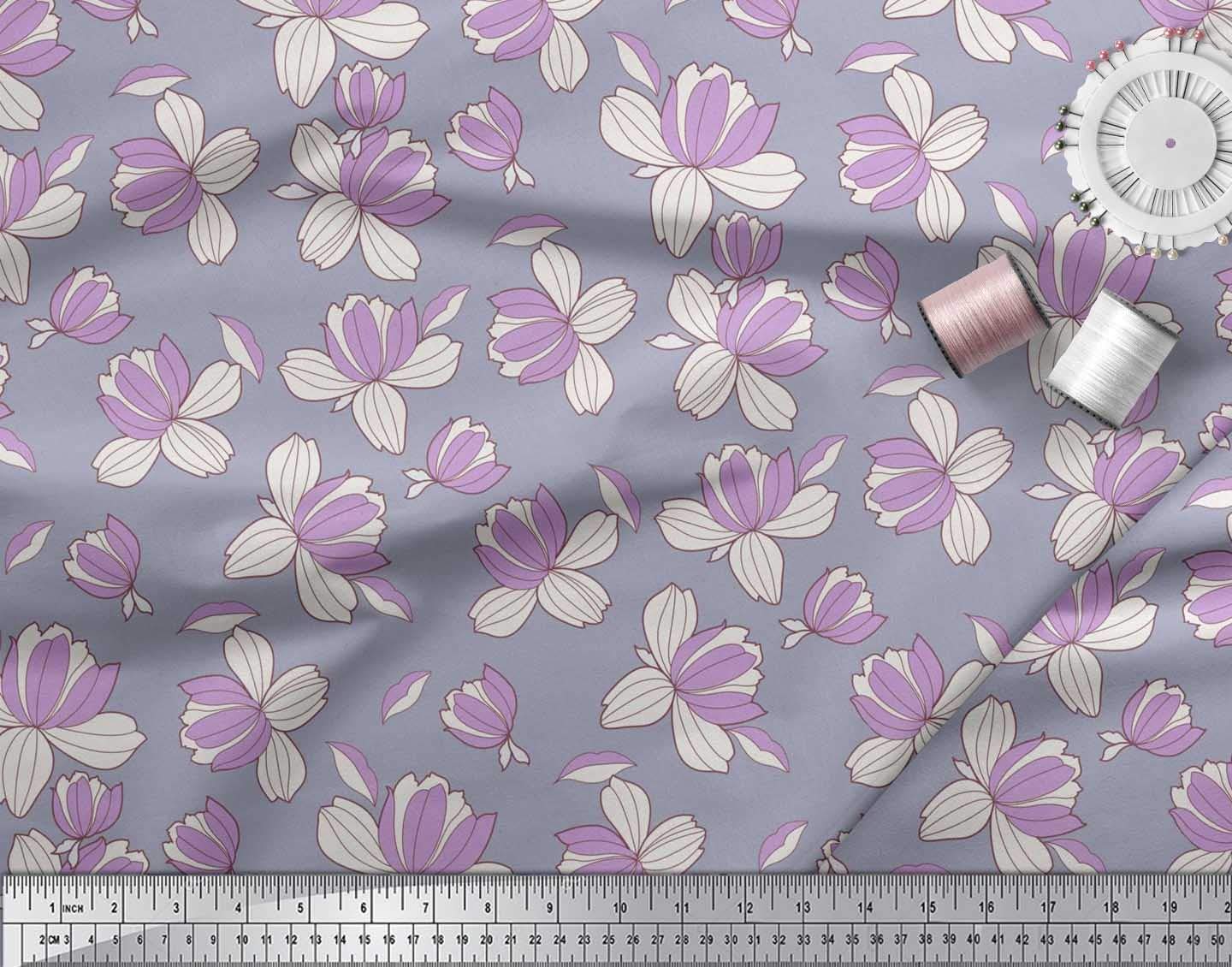 Soimoi Moss Georgette Brown Floral Print Fabric by The Yard - 42 Inch Wide Soft Romantic Petals Design - Perfect for Dresses, Scarves, DIY Fashion & Home Decor Projects