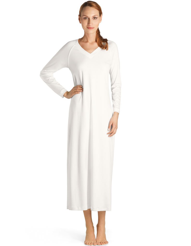 Hanro Women's Pure Essence Long Sleeve Nightgown - Soft Cotton Sleepwear for Comfortable Nights & Relaxing at Home