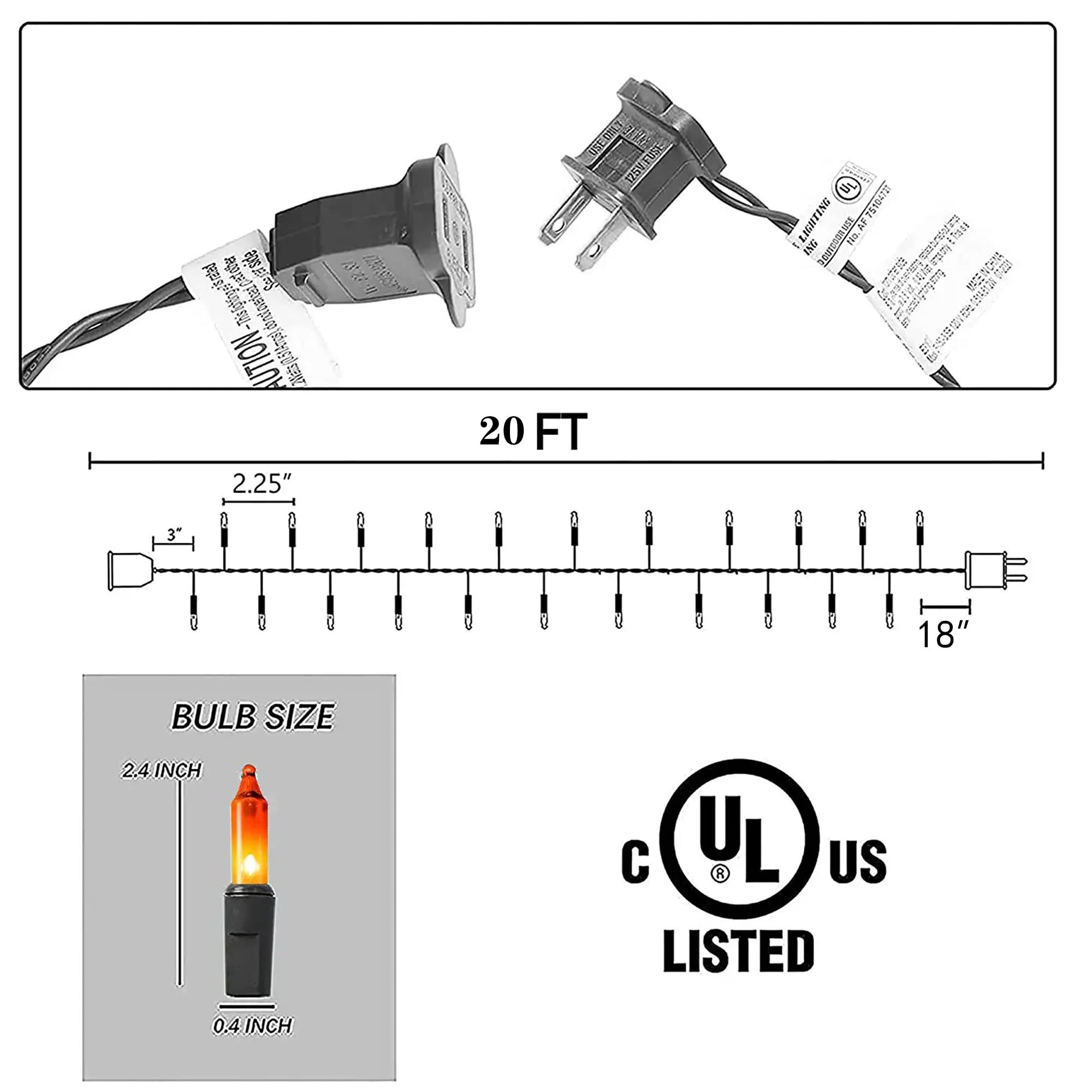 TW SHINE 2 Pack 20FT 100 Count Purple & Orange Halloween String Lights - Waterproof Mini Incandescent Lights for Indoor Outdoor Decor - Perfect for Patio, Home Party, Garden, Yard Halloween Decorations