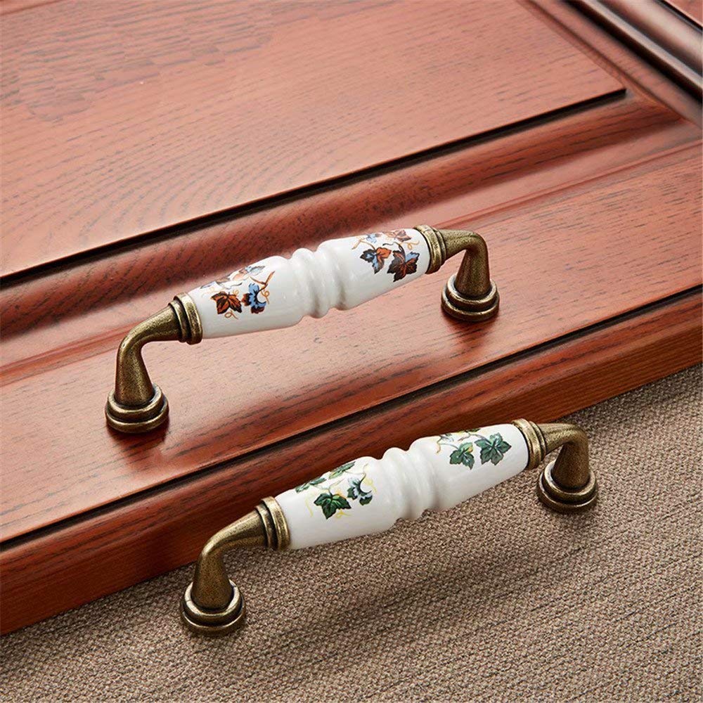 6-Pack Ceramic Bow Cabinet Handles & Drawer Pulls - 128mm Hole Center, Vintage Kitchen Cupboard Knobs (Style A) - Perfect for Cabinets, Dressers, and DIY Furniture Upgrades