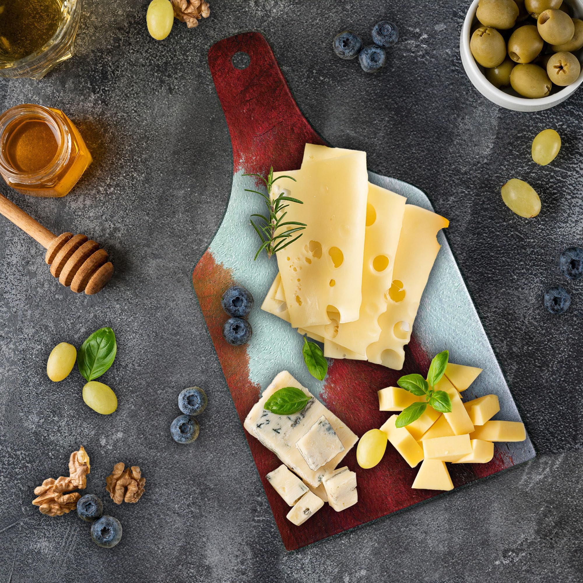 Ambesonne Love Themed Tempered Glass Cutting Board - Autumn Forest Landscape Art with Wine Bottle Shape - Decorative Serving Board for Kitchen, Dining & Gifts - Perfect for Cheese, Charcuterie & Wine Pairing