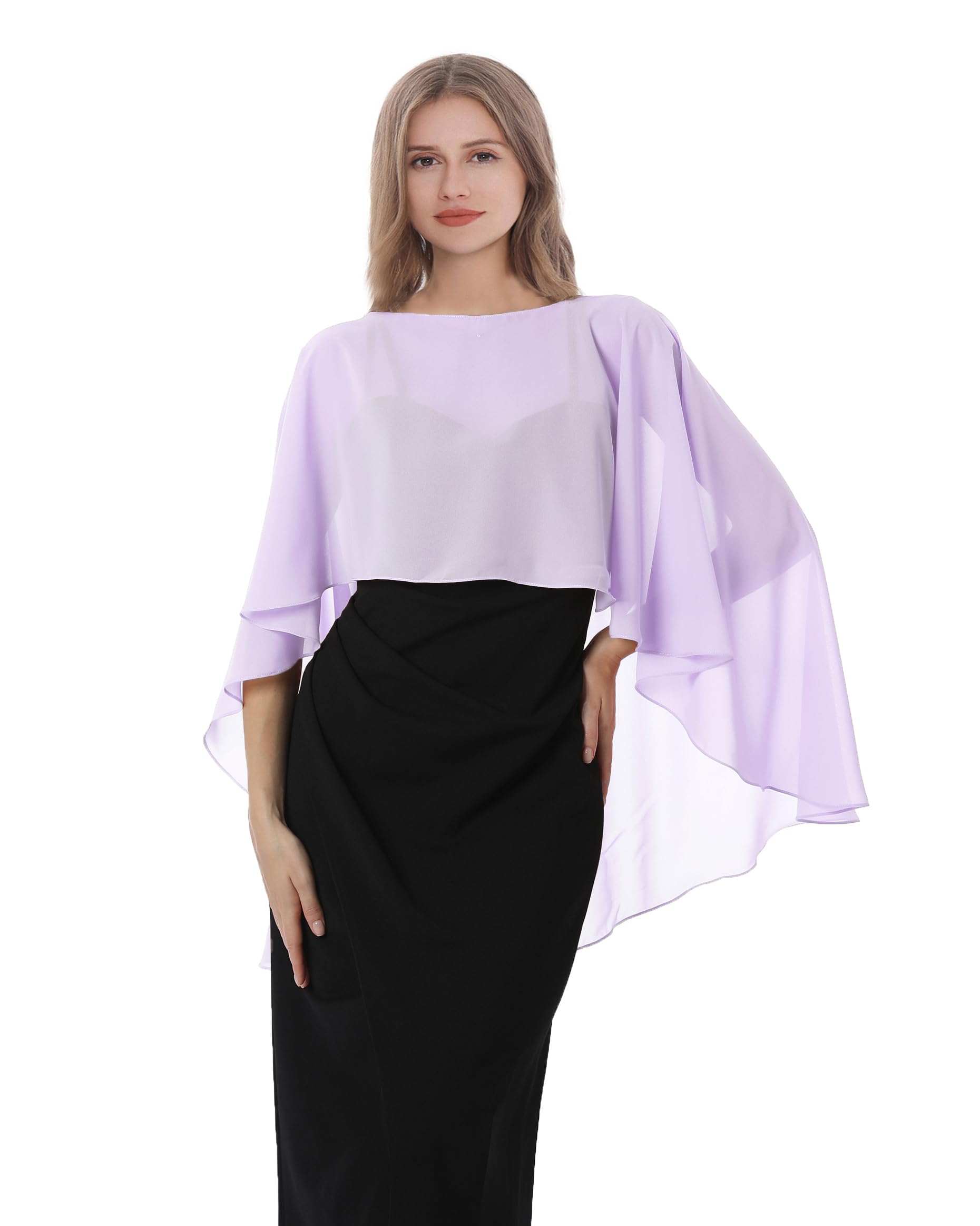 Elegant Women's Chiffon Capelet Shawl Wrap - Soft Bridesmaid Cover Up for Weddings, Evening Dresses & Special Occasions | Perfect for Bridal Parties, Formal Events & Night Out