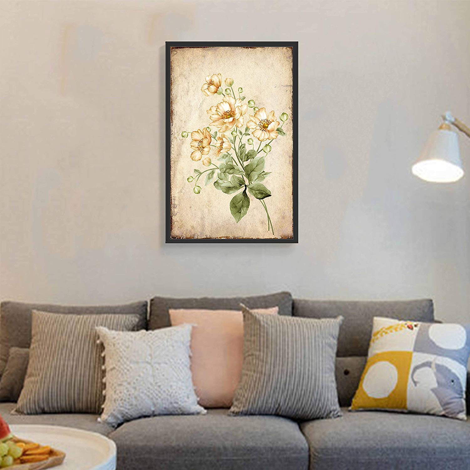 Floating Framed Canvas Wall Art - Vintage Flower Print 24x36 Inches, Ready to Hang for Living Room & Bedroom Decor | Perfect for Home, Office & Gift Giving