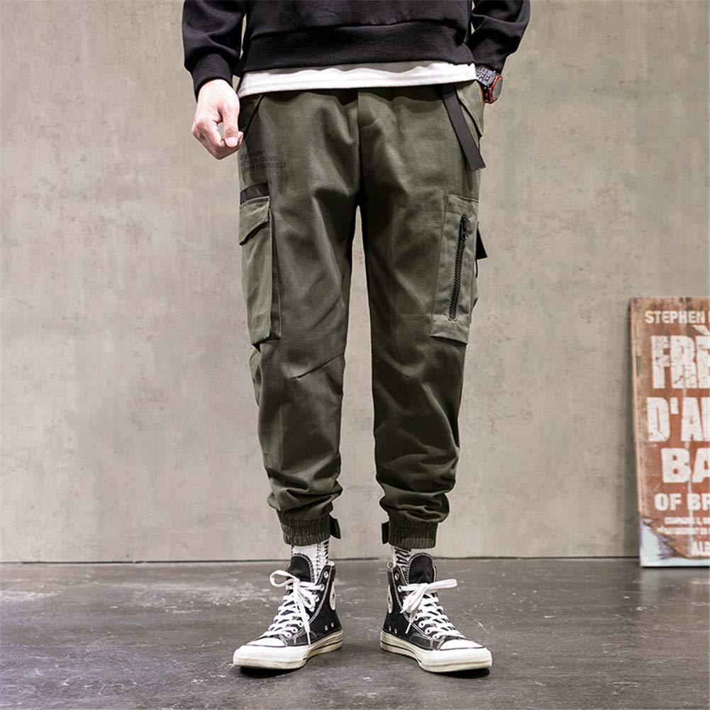 Astellarie Men's Stretch Elastic Waist Cotton Cargo Jogger Pants with Multiple Pockets - Comfortable Workout & Casual Wear for Gym, Hiking, and Everyday Use