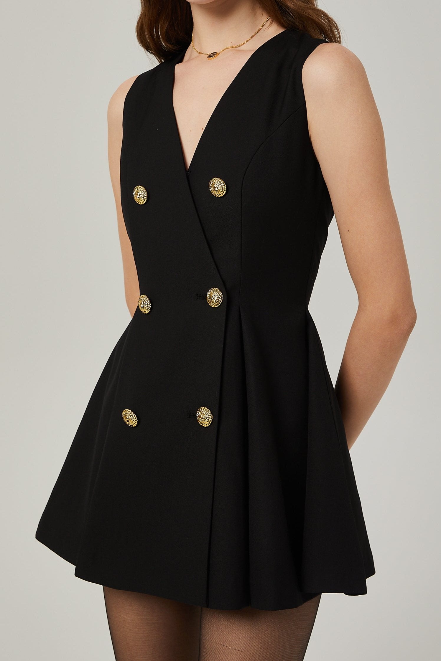 Amira Double Breasted Flared Mini Dress - Elegant Women's Party Cocktail Dress for Night Out, Date Night & Special Occasions