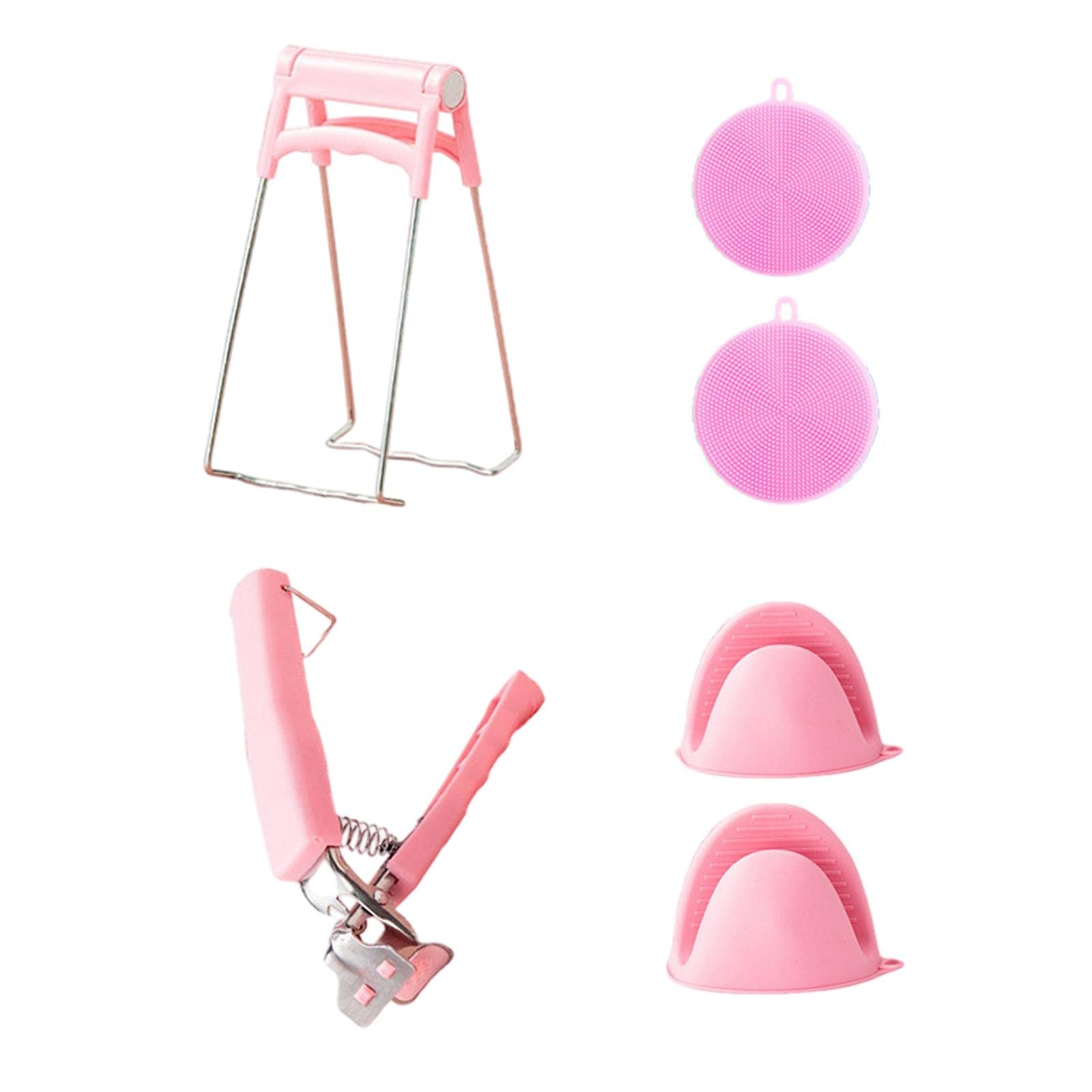 B Baosity Heat Resistant Dish Clip Tongs & Bowl Gripper Set - Non-Slip Pan Clamp Holder for Hot Bowls & Pots, Pink Kitchen Utensils - Perfect for Cooking, Serving, and Moving Hot Dishes Safely