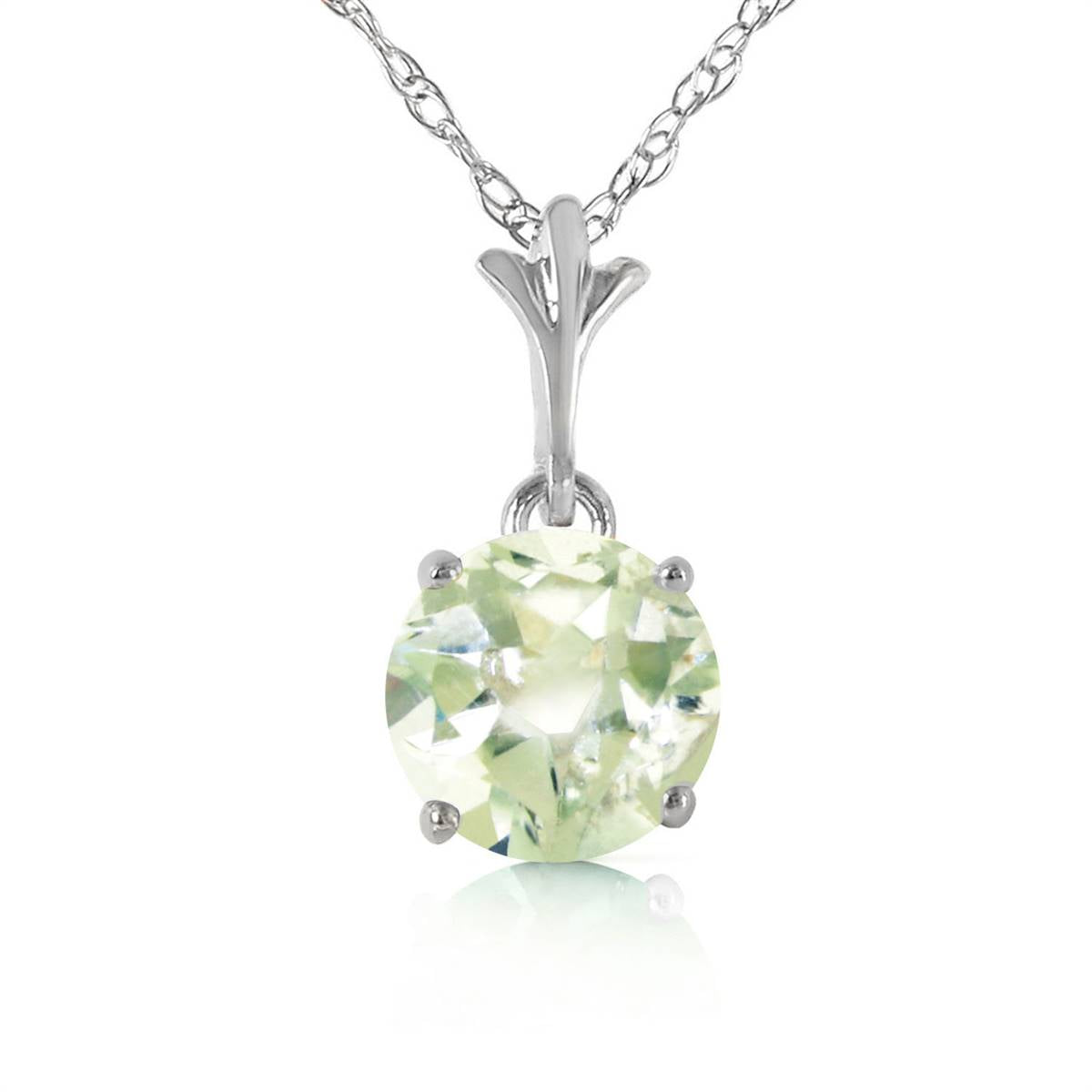 1.15 Carat 14K Solid White Green Amethyst Pendant Necklace for Women - Elegant Jewelry Gift for Anniversary, Valentine's Day & Special Occasions