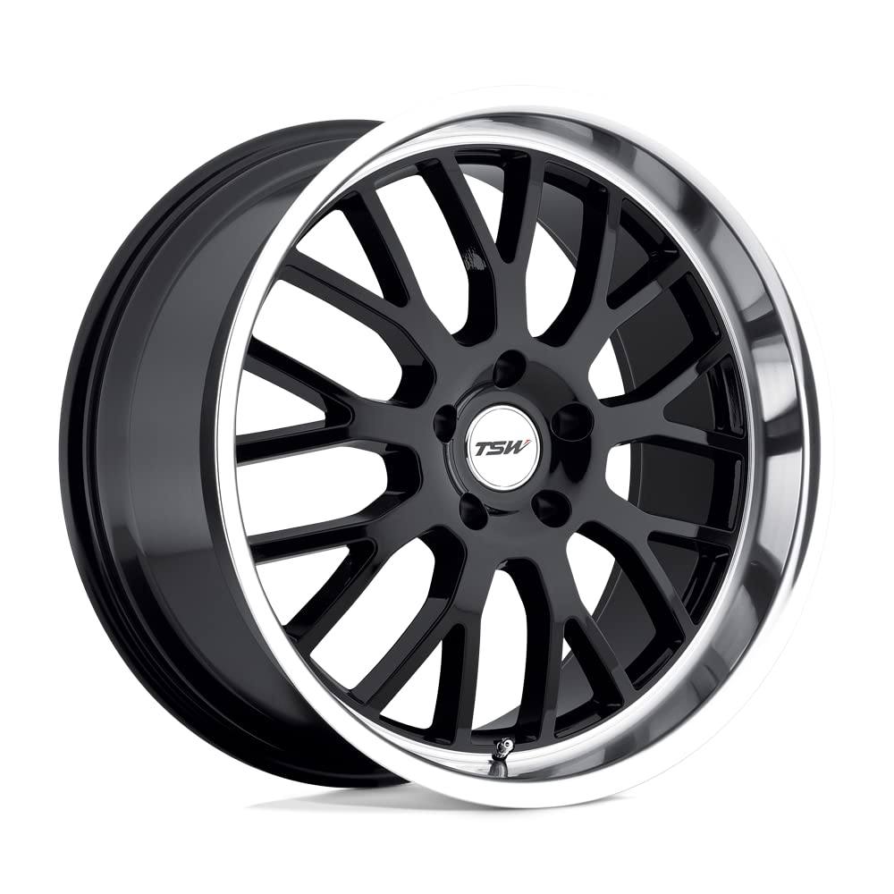 TRM 18x9.5 Gloss Black Wheels with Mirror Cut Lip - 5x120 Bolt Pattern, 35mm Offset - Perfect for BMW, Mercedes & Luxury Car Upgrades (Set of 1)