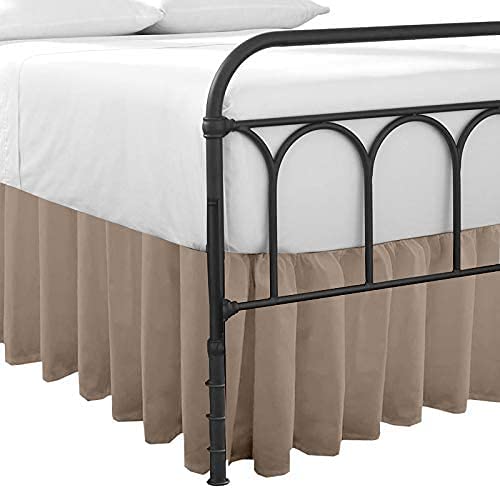 Elegant Ruffled Bed Skirt with Split Corners - Queen Size 100% Microfiber Dust Ruffle with 16