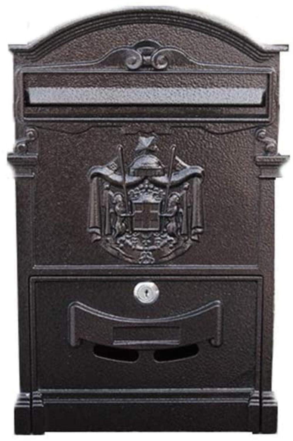 Outdoor Wall Mount Mailbox with Lock - Black Villa Style Letter Box for Home & Garden, Secure Mail Collection for Houses, Apartments & Offices