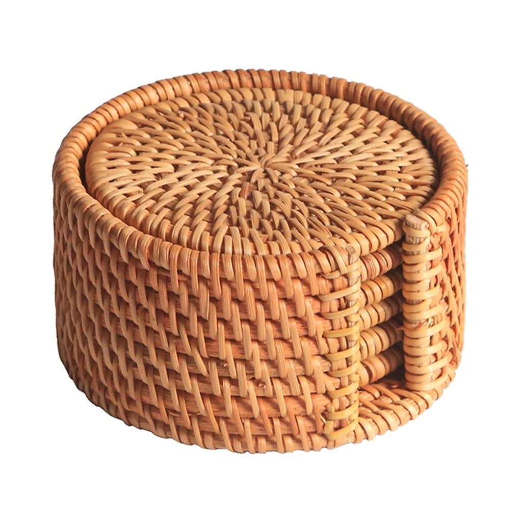6-Piece Kung Fu Tea Coasters Set - Rattan Woven Round Cup Mats for Tableware, Placemats & Drink Accessories | Perfect for Tea Ceremonies, Coffee Tables & Home Decor