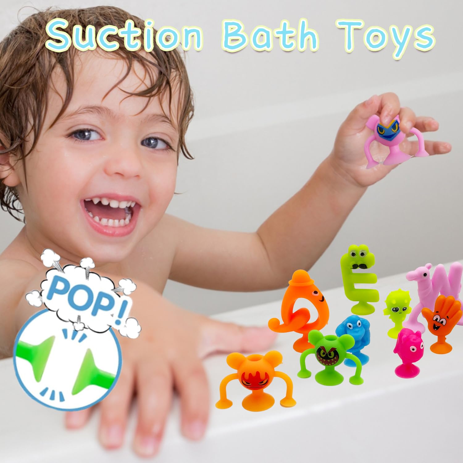 38-Piece Silicone Suction Cup Bath Toys for Kids - Alphabet & Number Sensory Learning Toys for 3-7 Year Old Boys & Girls | Montessori Educational Toys for Bathtime Fun & Early Childhood Development