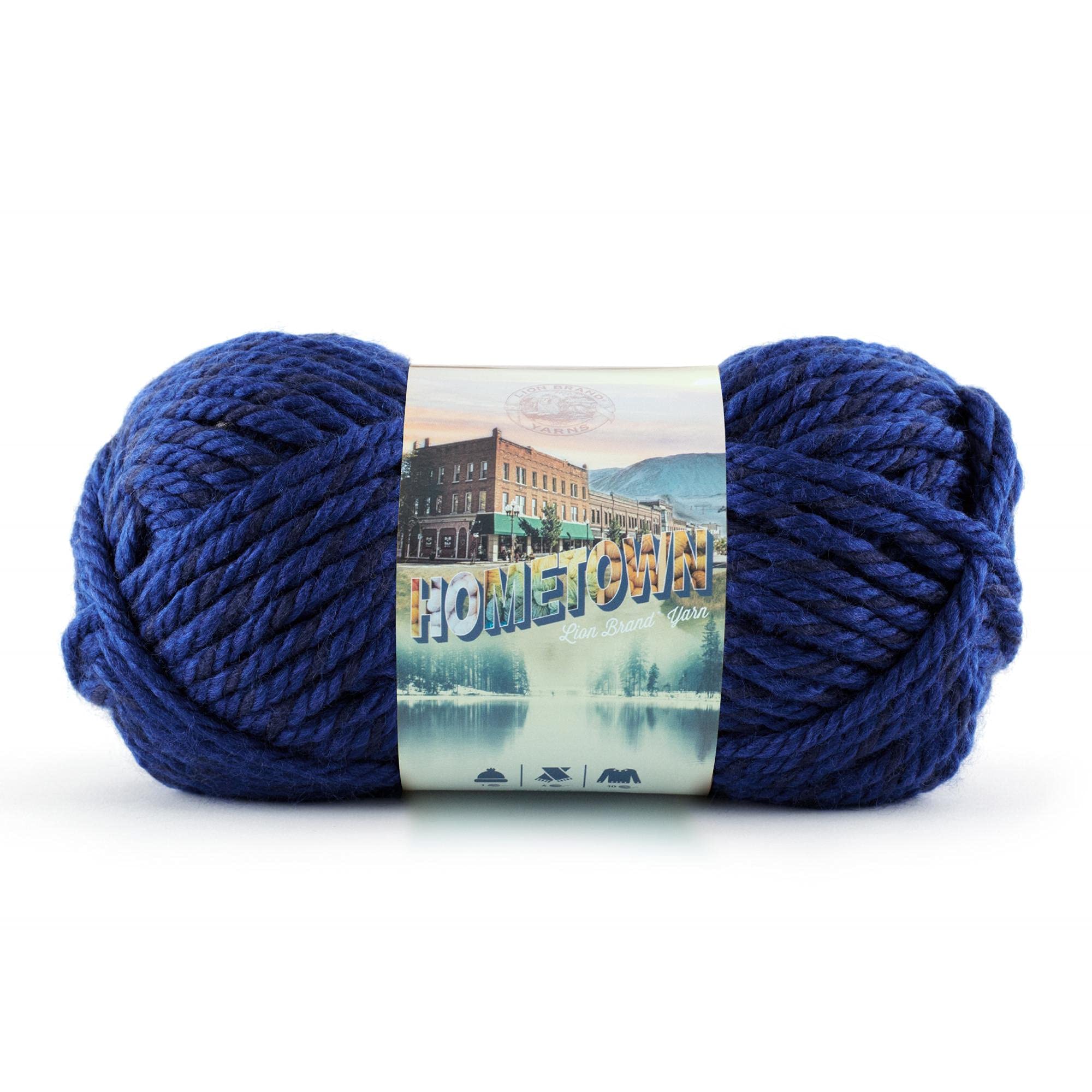 Lion Brand Yarn Hometown Super Bulky Yarn - 5oz Fort Worth Blue - Premium Knitting & Crochet Yarn for Blankets, Scarves & DIY Crafts - Soft & Chunky Yarn for Winter Projects & Home Decor