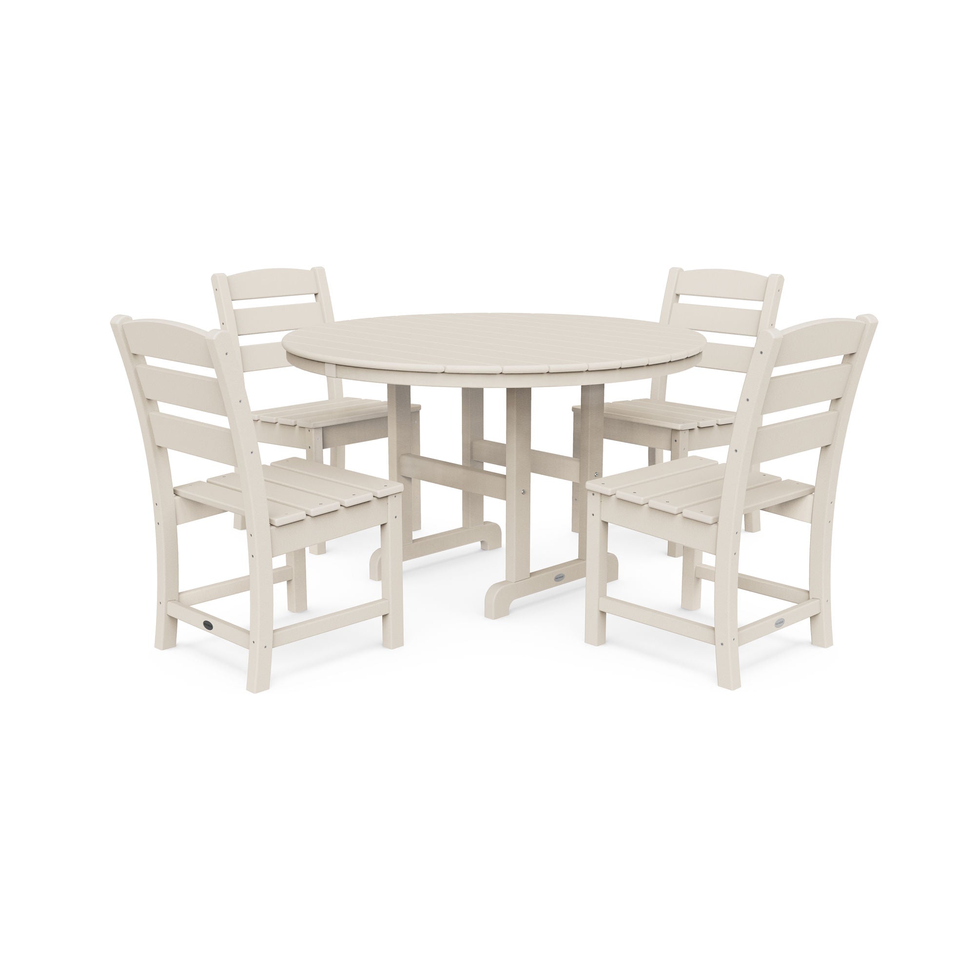 POLYWOOD Lakeside 5-Piece Round Outdoor Dining Set - Durable All-Weather Wicker Chairs & Table - Perfect for Patio, Garden, Poolside & Backyard Entertaining