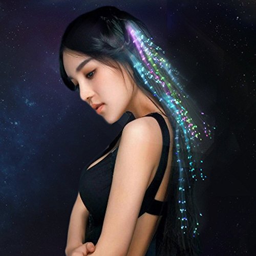 Itian LED Fiber Optic Hair Barrettes - Multicolor Light Up Hair Clips for Women & Girls, Glow in The Dark Hair Accessories for Parties, Raves, Concerts & Night Events