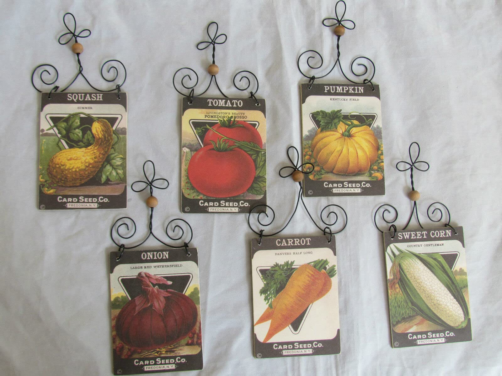 12-Piece Wooden Seed Pack Garden Ornaments - Vegetables (Squash, Pea, Carrot, Pumpkin) for Home & Garden Decor - Perfect for DIY Planting, Farmhouse Style Decor, and Gift Giving