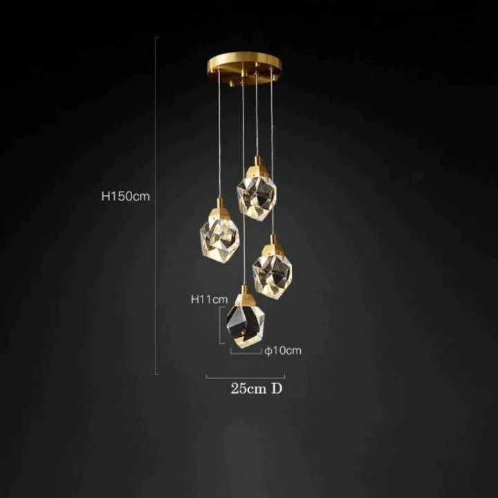 Isaro Faceted Round Crystal Pendant Light - Modern Chandelier for Dining Room, Kitchen Island, Foyer & Bedroom Lighting