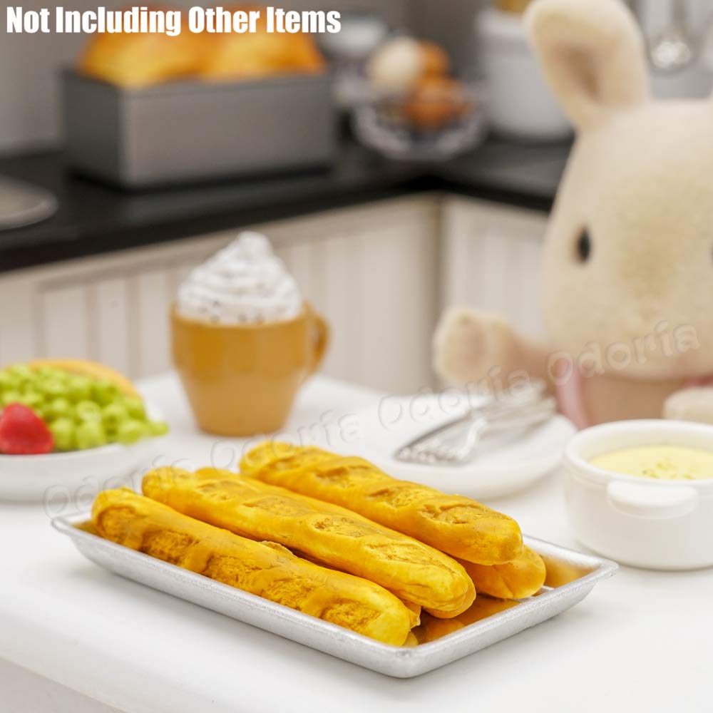 Odoria 1/12 Scale Mini Bread Baguettes - Realistic Dollhouse Food Accessories for French Bakery & Kitchen Diorama Scenes