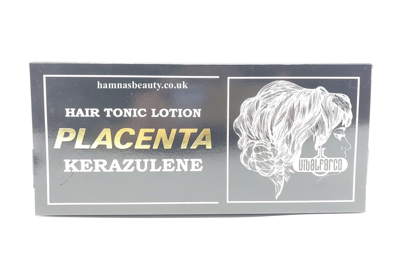 Kerazulene Placenta Hair Growth Treatment 10 Pcs - Black | Anti Hair Loss & Scalp Care | Perfect for Thinning Hair & Damaged Scalp Recovery