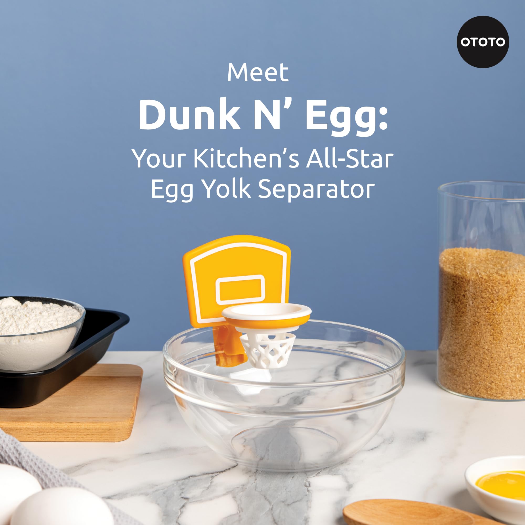 OTOTO Dunk N' Egg Yolk Separator - Funny Basketball-Shaped Kitchen Gadget for Easy Egg Separation | Unique Cooking Gift for Chefs & Home Cooks | Perfect for Breakfast Prep, Baking & Healthy Cooking