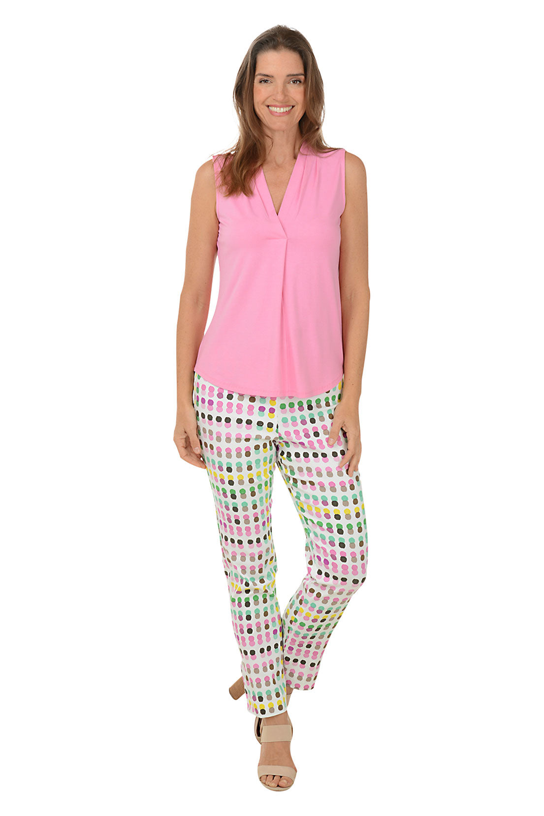 Stylish Colorful Dots Pull-On Ankle Pants for Women - Comfortable Stretchy Casual Lounge Pants for Home, Yoga, and Everyday Wear