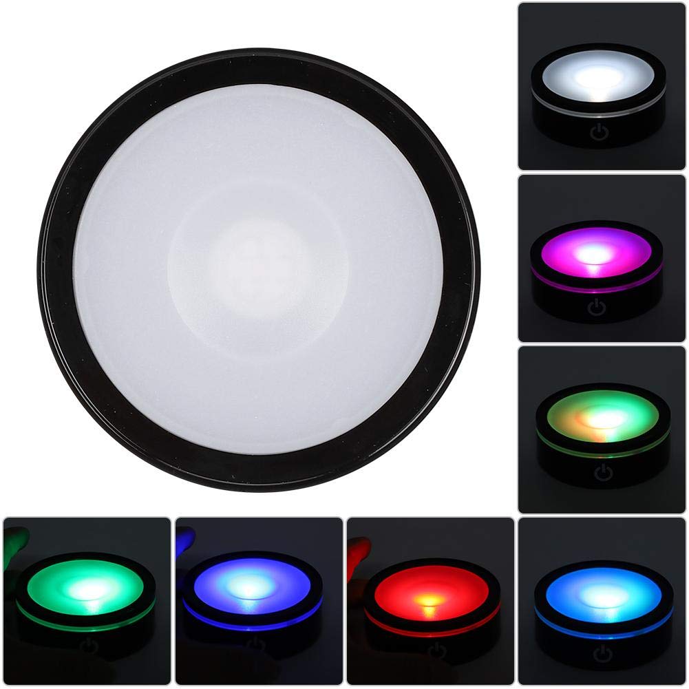 GLOGLOW LED Display Base - Multi Mode Touch Crystal Light Base for Merchandise Display, Black Sphere & Flat LED Stand - Perfect for Jewelry, Collectibles & Home Decor Showcase