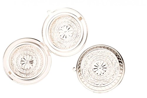 Vintage Round Silver Plated Three-Frame Locket Pendant for Jewelry Making - DIY Beading Supplies for Necklaces, Bracelets & Craft Projects