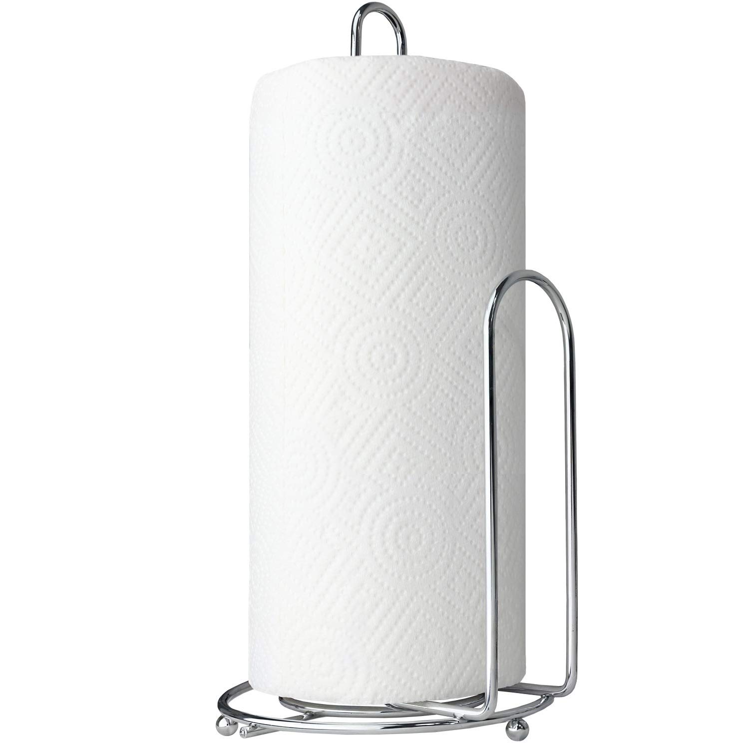 Blue Donuts Paper Towel Holder - One-Handed Tear Countertop Dispenser, Modern Chrome Kitchen Towel Rack for Easy Access | Perfect for Kitchens, Bathrooms & Office Spaces