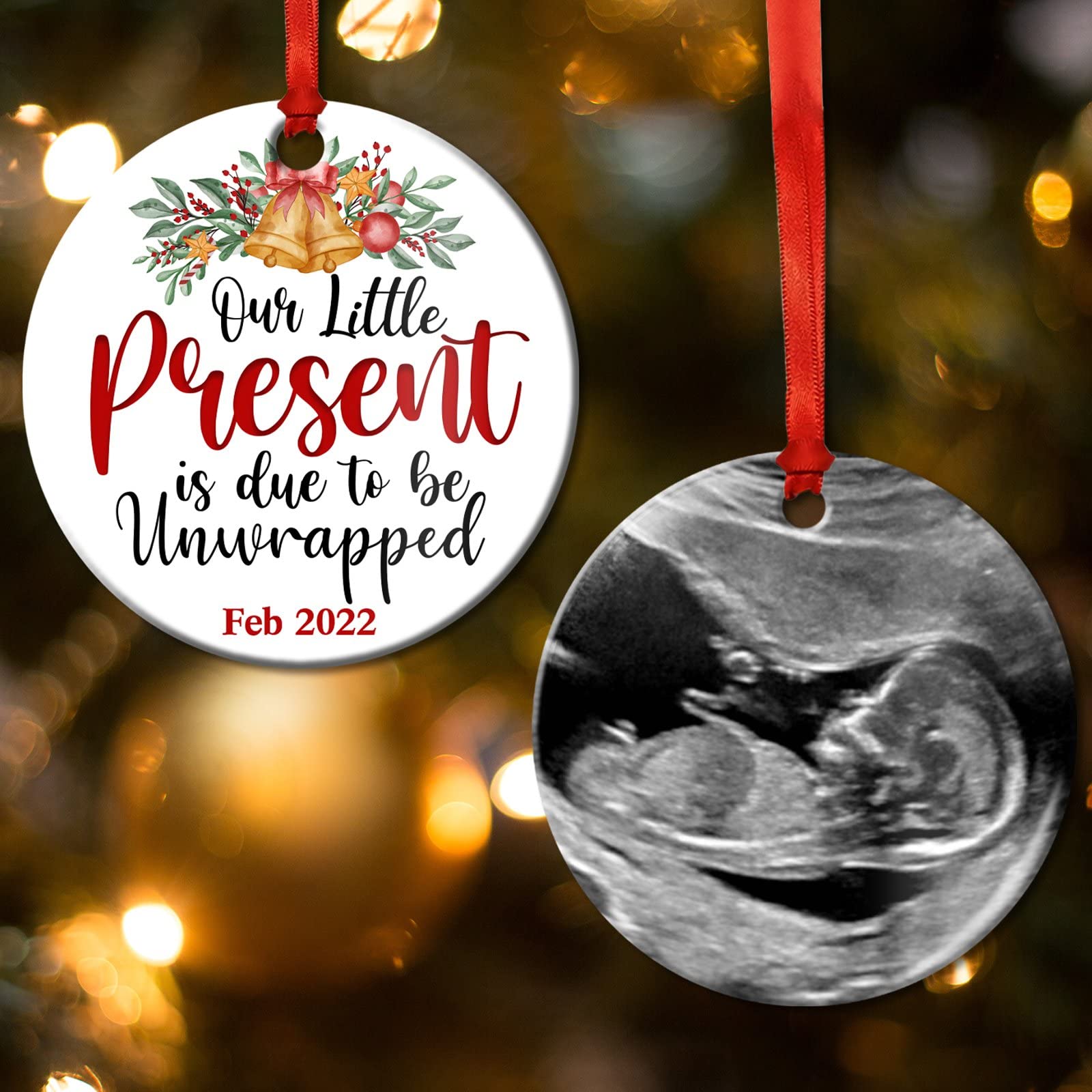 Personalized Ultrasound Ornament - Custom Sonogram Picture Keepsake for Expecting Parents, Baby Shower Gift for Mom & Dad, Christmas Tree Decor for New Parents - Perfect for Baby Announcements & First Holidays